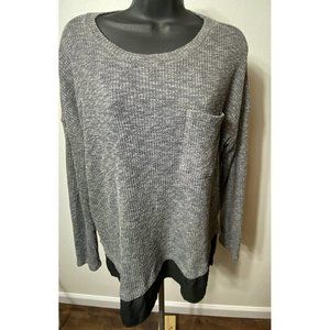 Attention Womens Sweater Size XL Gray Ribbed Polyester Hem High Low